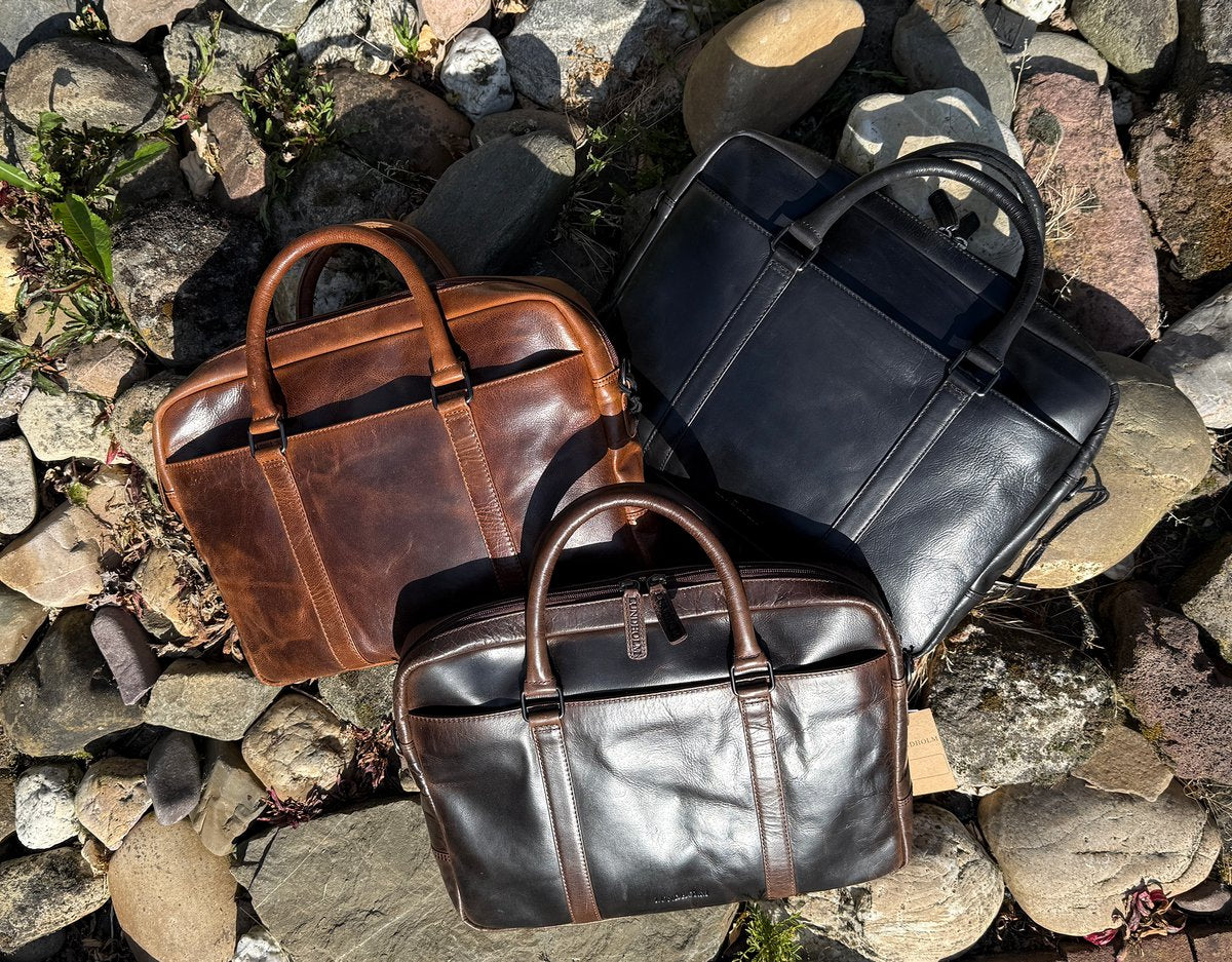 Luxe leren laptoptas 15 inch leer Zwart werktas schoudertas mannen aktetas - Werktas mannen echt leer - Luxe - Zwart