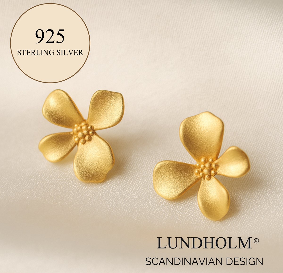 Zilveren Bloem Oorknopjes Dames Gold Plated Luxe Oorbellen- Waterproof & Hypoallergeen