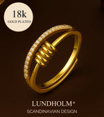 Luxe 925 Sterling Zilveren Gold Plated Anxiety Ring
