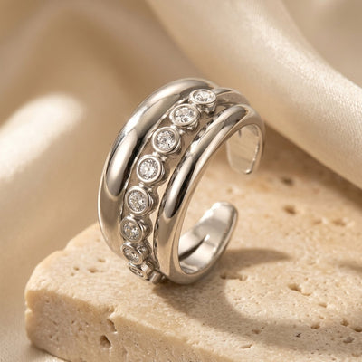 Luce – Verstelbare Drievoudige Ring met Zirkonia
