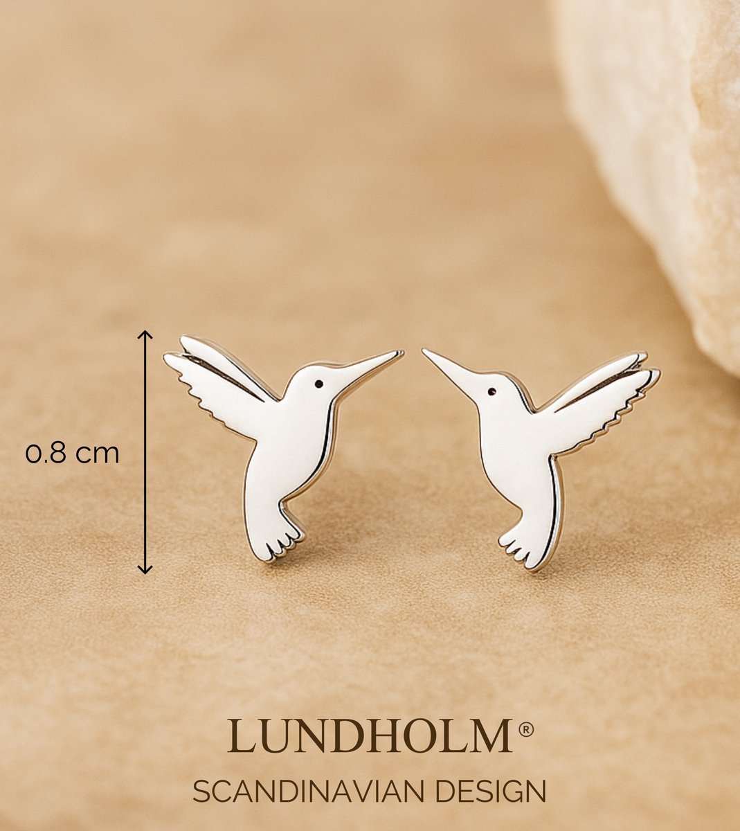 Lundholm Vivian – Kolibrie Oorknopjes Dames – Zilver