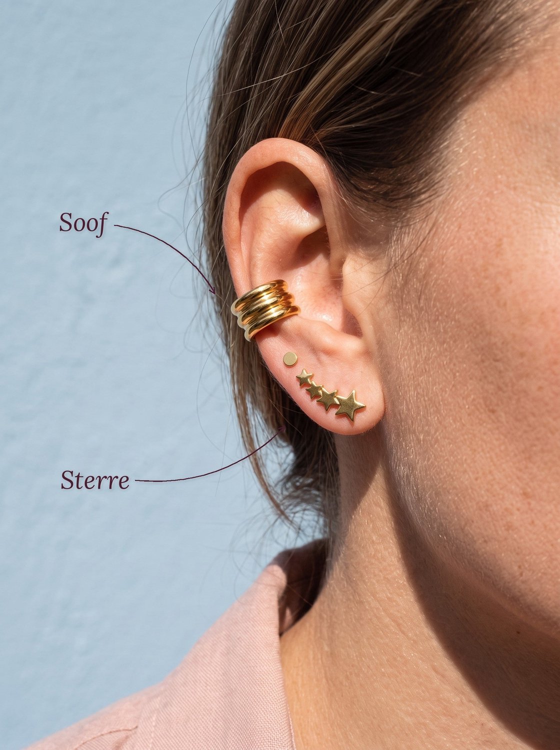 Lundholm Sterre – Ear Climber Oorbellen met Sterretjes – Zilverkleurig