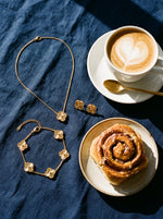Lundholm Felicia klavertje vier sieradenset goudkleurig