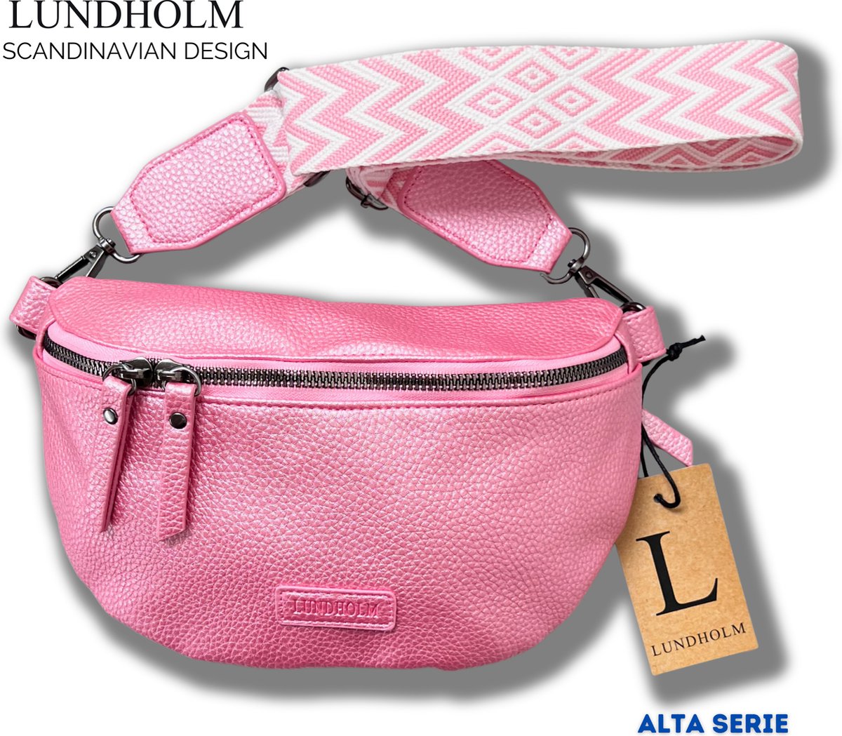 Lundholm Alta heuptas roze dames — detail textuur en sluiting
