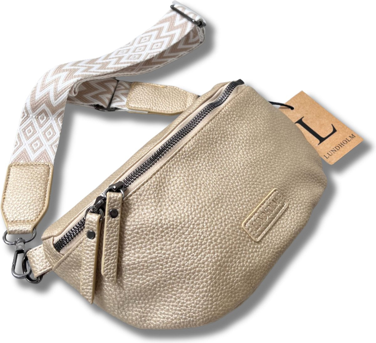 Lundholm Alta heuptas goud dames — detail metallic statement-kleur