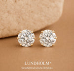 Lundholm Nikki zirkonia studs 6mm goud — grote oorknopjes statement zirkonia