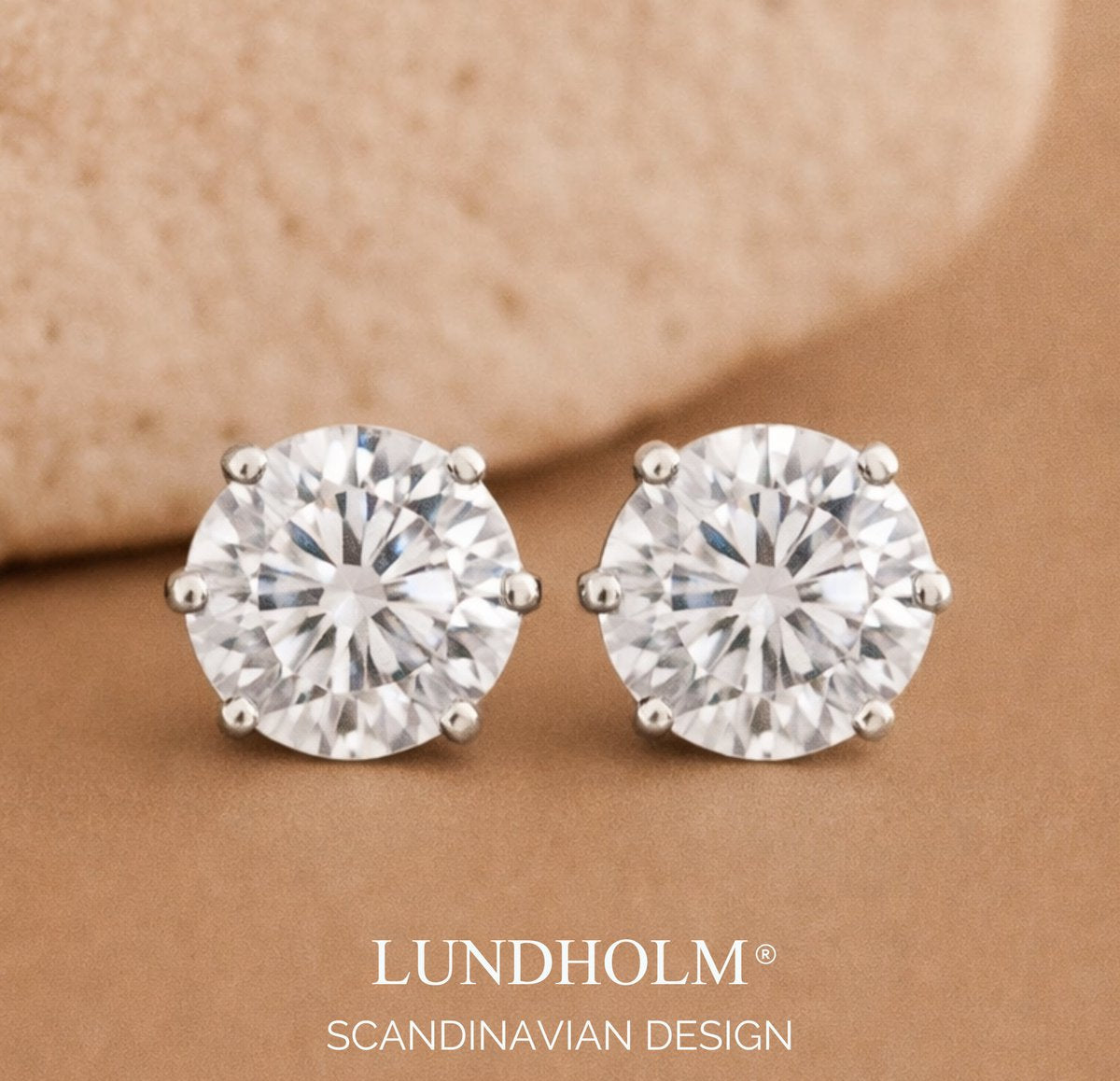 Lundholm Nikki zirkonia studs 6mm zilver — oorknopjes met heldere zirkonia steen