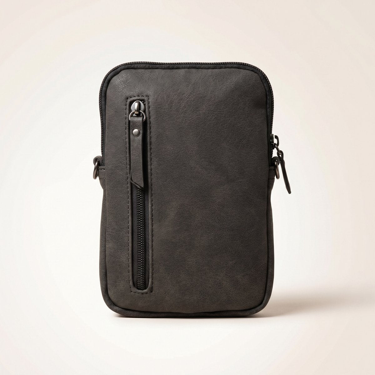 Lundholm Strömsund zwart leer dames — zijaanzicht handsfree crossbody