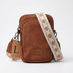 Lundholm Strömsund crossbody bruin leer dames — detail rits sluiting