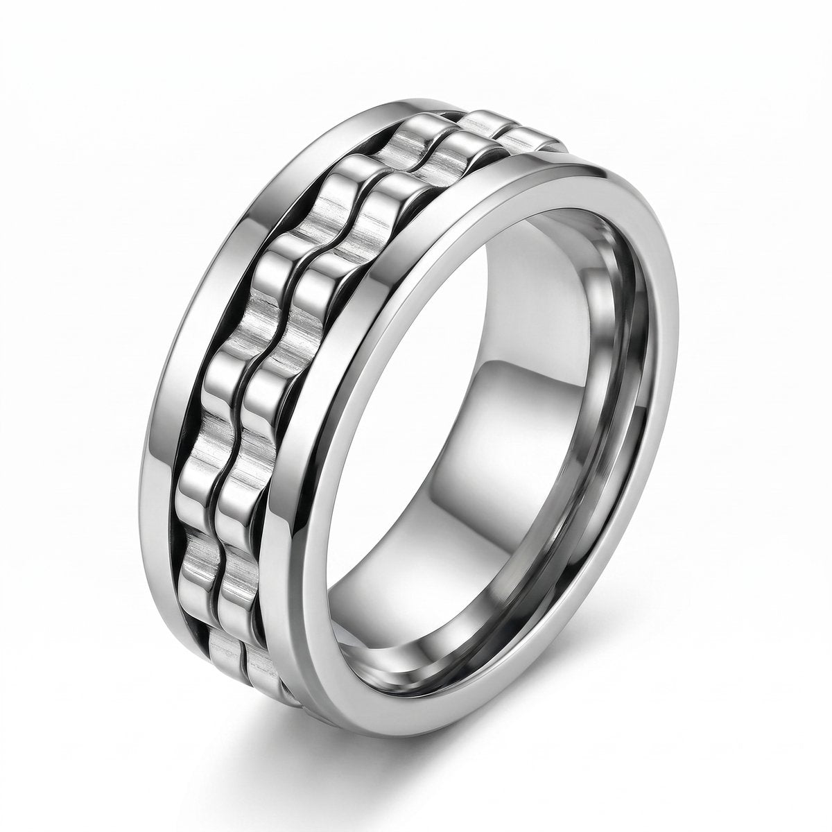 Lundholm Sten Heren Ring Zilverkleurig Fidget Spinner Ring