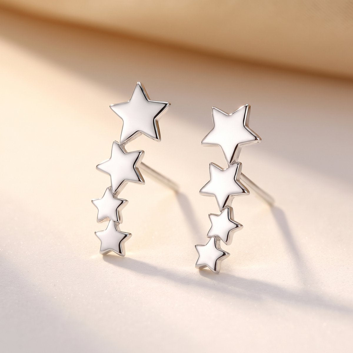 Lundholm Sterre zilver ear climber sterren oorbellen dames