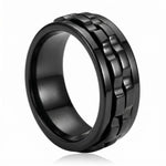 Lundholm Sten Heren Ring Zwart Fidget Spinner Ring