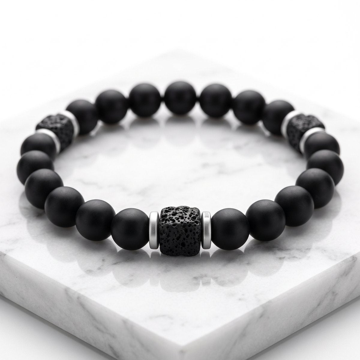 Lundholm Sigurd Heren Armband Zwart Mat Lavasteen