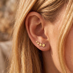 Lundholm Sterre oorbellen goud - ear climber sterretjes stainless steel