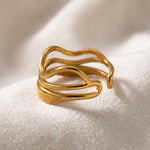 Lundholm Phoenix ring goudkleurig detail - verstelbaar waves design