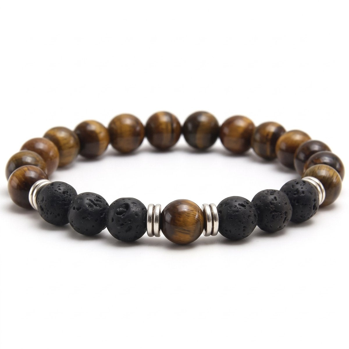 Lundholm Rune Heren Armband Tijgeroog Lavasteen
