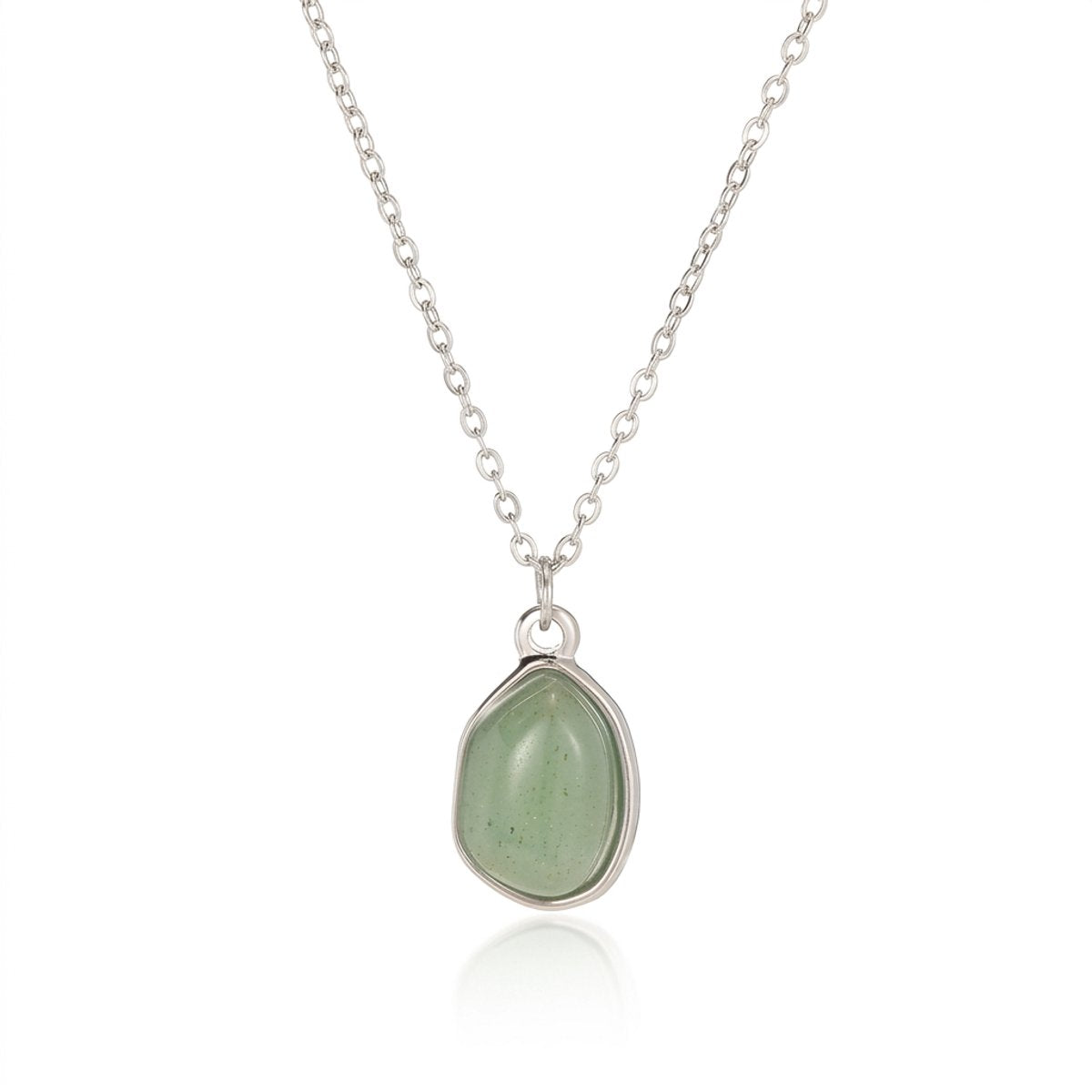Lundholm Rosan Groene Aventurijn Ketting Dames Zilverkleurig