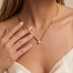 Lundholm Ariane – Platte Schakelketting met Zirkonia – Goudkleurig