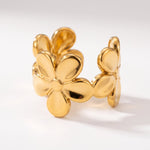Lundholm Sandy earcuff goud bloem patroon stainless steel