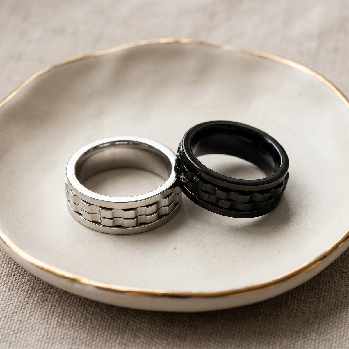 Lundholm Sten Heren Ring Zilverkleurig zijkant