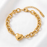 Lundholm Yve schakelarmband goud met hartje bedel — stainless steel PVD gold plated romantische damesarmband