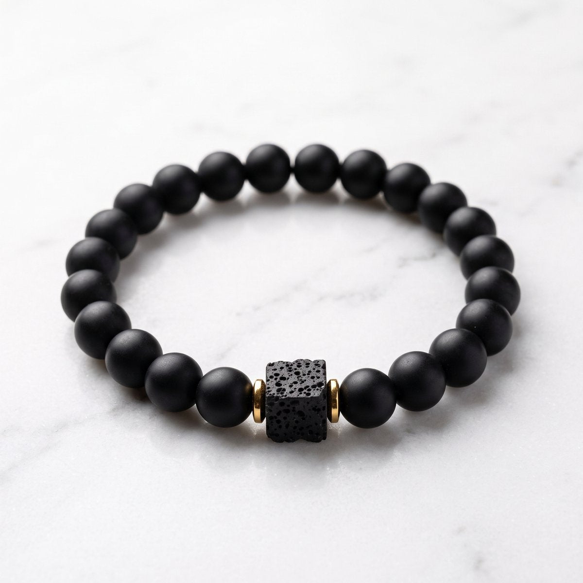 Lundholm Olav Heren Armband Obsidiaan Lavasteen