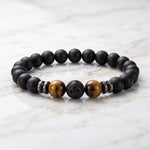 Lundholm Hakon Heren Armband Tijgeroog Lavasteen