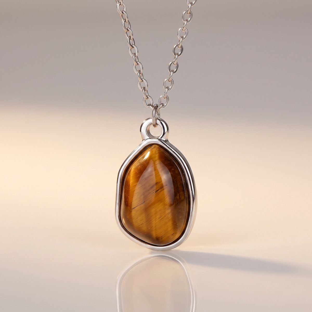 Lundholm Rosan Tijgeroog Ketting Dames Zilverkleurig