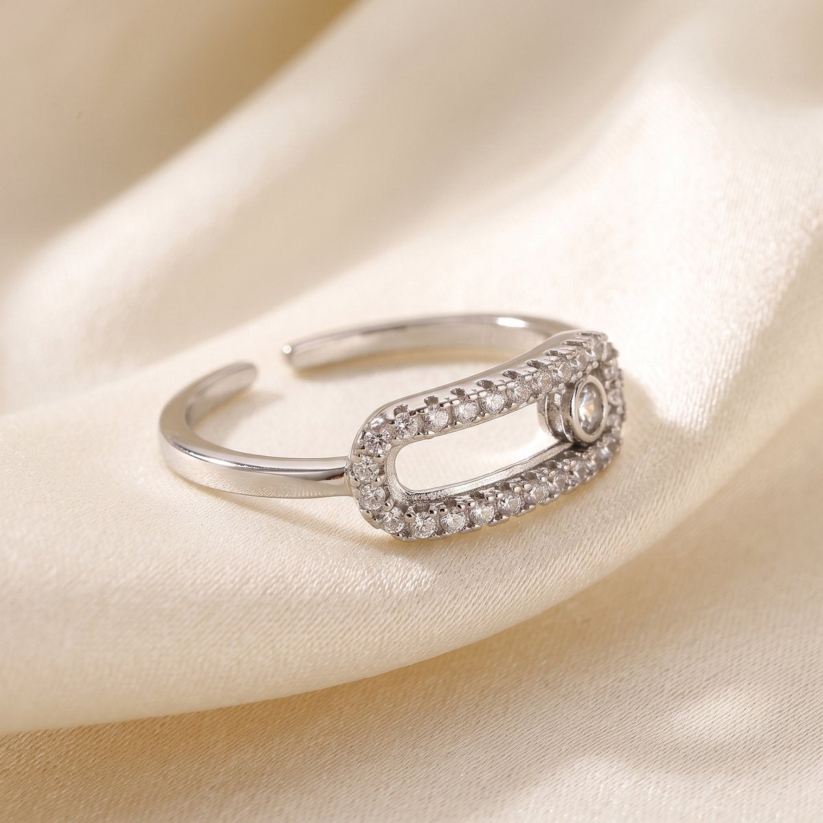 Lundholm Nella fidget ring met zirkonia zilverkleurig 4
