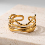 Lundholm Phoenix ring goudkleurig - verstelbare statement ring dames PVD gold plated