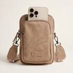 Lundholm Strömsund crossbody beige leer dames — detail brede tassenriem