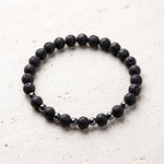 Lundholm Emil Heren Armband Lavasteen 6mm Zwart