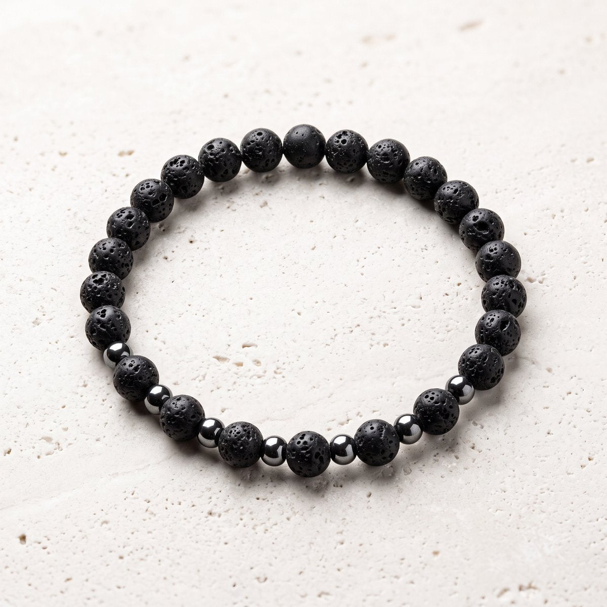 Lundholm Emil Heren Armband Lavasteen 6mm Zwart