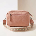 Lundholm Sandviken crossbody roze dames — detail tassenriem