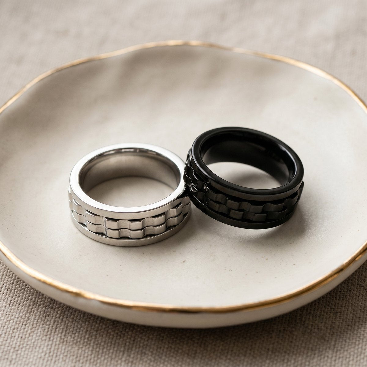 Lundholm Sten Heren Ring Zwart bovenkant