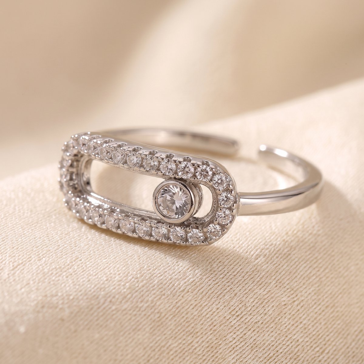 Lundholm Nella fidget ring met zirkonia zilverkleurig