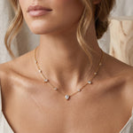 Lundholm Serena ketting dames goudkleurig stainless steel zirkonia steentjes