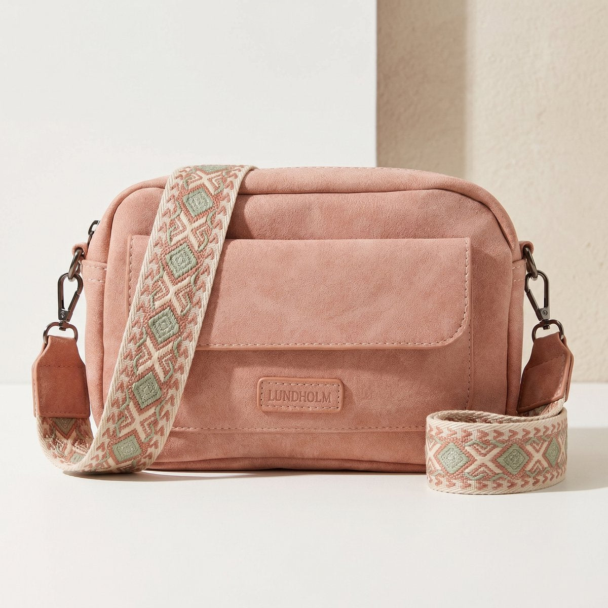 Lundholm Sandviken telefoontasje dames roze crossbody — vooraanzicht productfoto