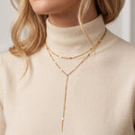Lundholm Nathalie layered ketting goud - dubbele ketting y-hanger stainless steel