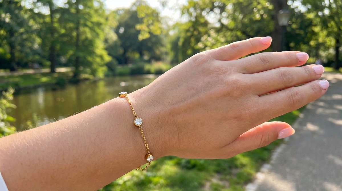 Lundholm Faye – Schakelarmband met Zirkonia – Goudkleurig
