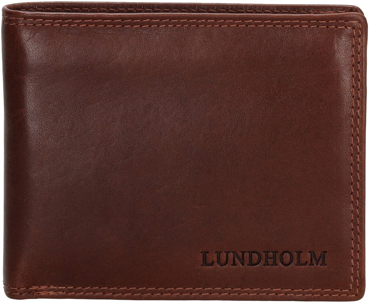 Lundholm Oslo heren portemonnee leer bruin RFID — vooraanzicht billfold model 5878