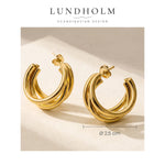Lundholm Thea oorbellen goudkleurig, diameter 2,5 cm
