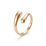 Dagny Ring Stainless Steel Open Ring met Druppel Design Verstelbaar Goudkleurig foto 1