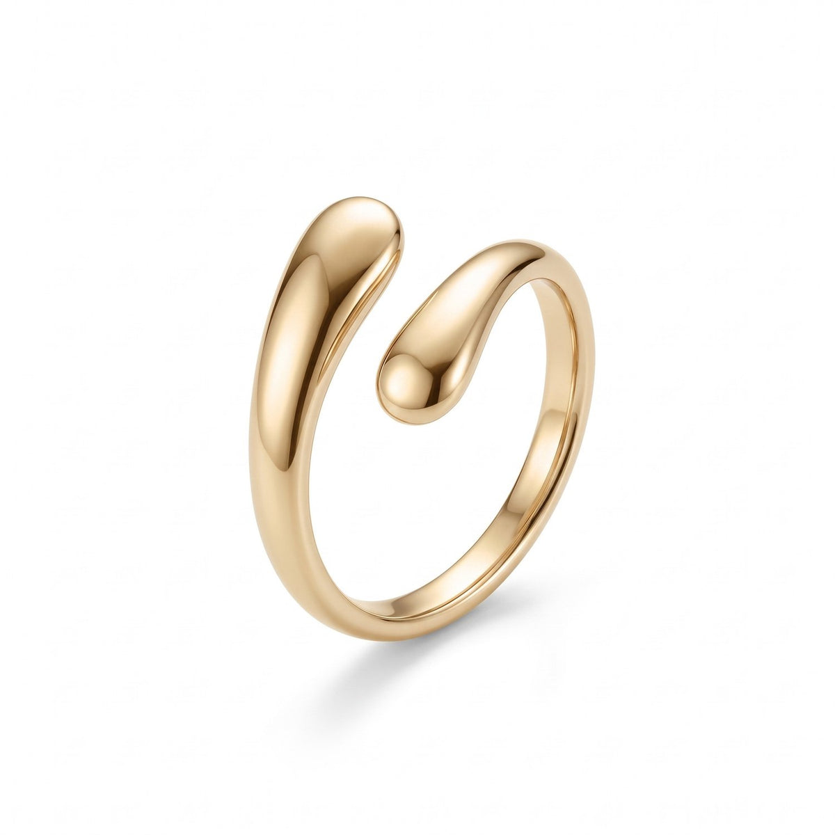 Dagny Ring Stainless Steel Open Ring met Druppel Design Verstelbaar Goudkleurig foto 1