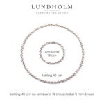 Lundholm Vendela sieradenset ketting en armband, zilverkleurig, maatindicatie