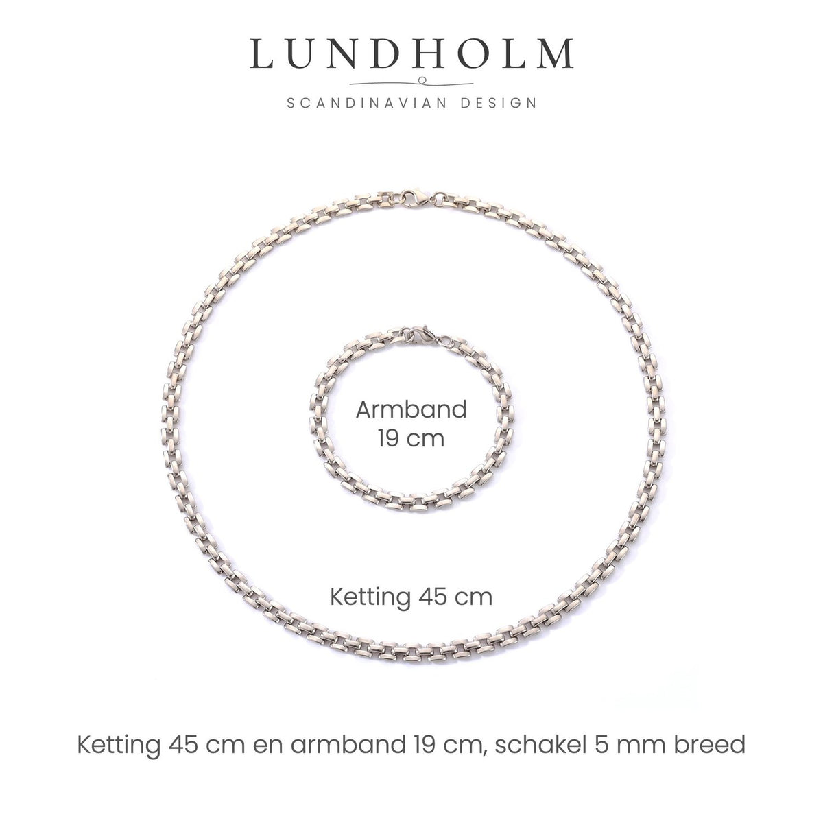Lundholm Vendela sieradenset ketting en armband, zilverkleurig, maatindicatie