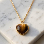 Lundholm Beatrice ketting met hanger hart tijgeroog, goudkleurig