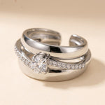 Lundholm Silja verstelbare statement ring met zirkonia zilverkleurig