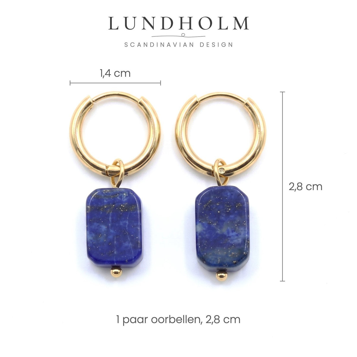 Lundholm Agneta oorringen met lapis lazuli, goudkleurig, foto 5