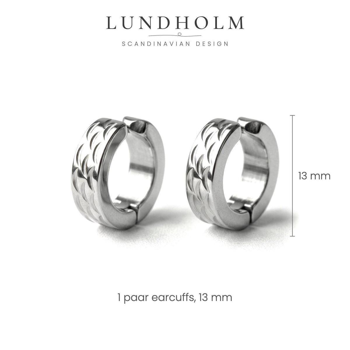 Lundholm Oscar heren earcuff oorbellen, zilverkleurig, maatindicatie
